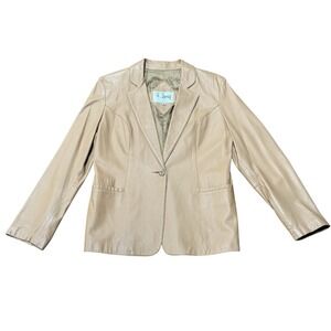 Remy Leather Fashions Blazer Women's Sz M 8/10 Tan Buttery Vintage Lined Jacket